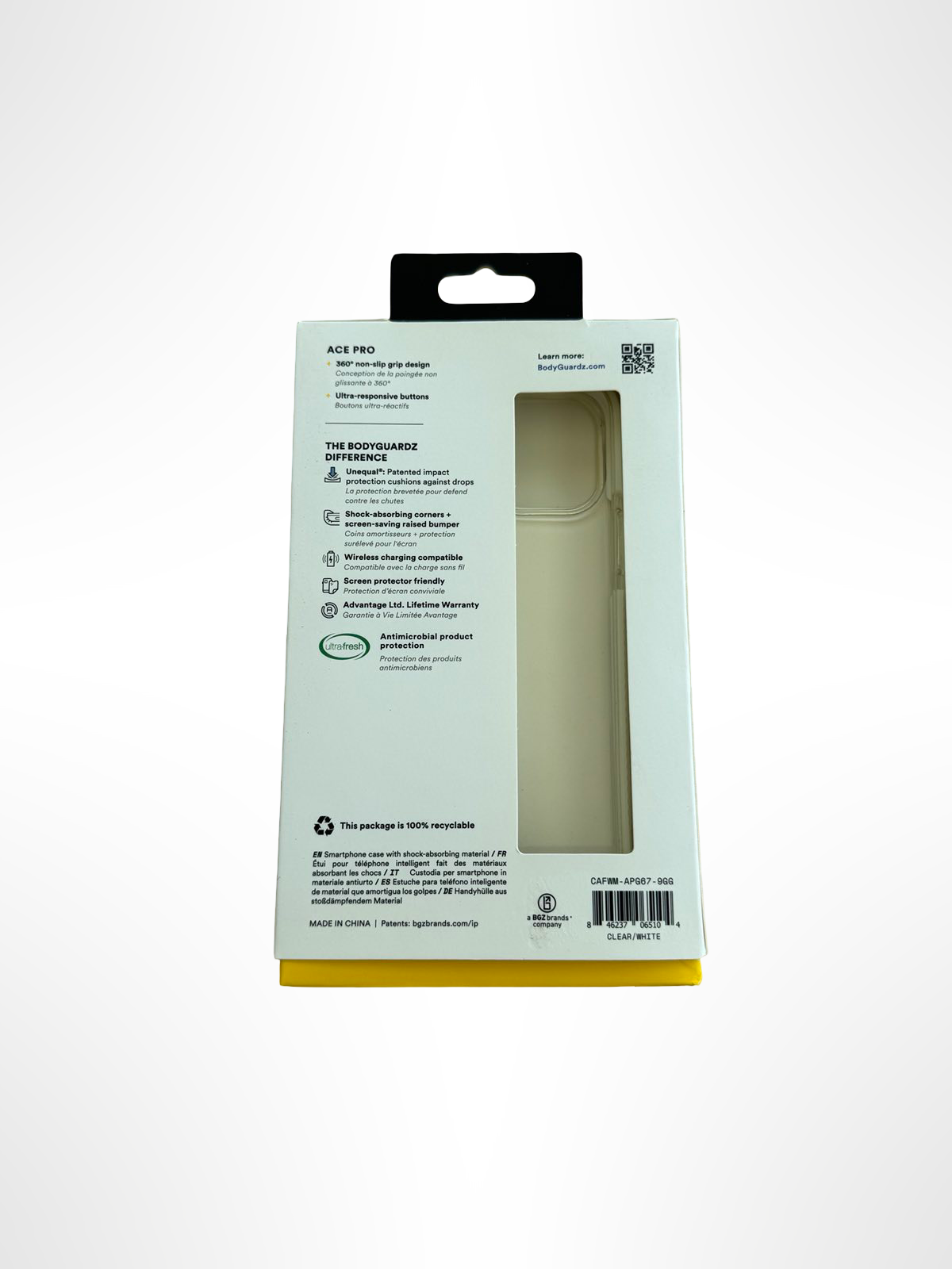 BodyGuardz Ace Pro Case – iPhone 12 Pro Max (6.7") (Clear / White Sides)